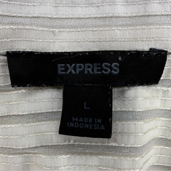 🤍Express Long Sleeve Button-Down Shirt - Size L - White with Silver Stripes🤍 - Picture 7 of 10